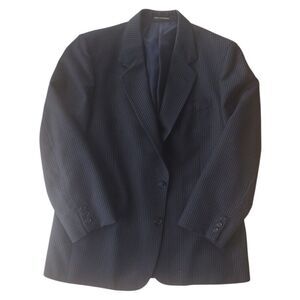 Men's 42S  Blazer 2 Button 100% Wool Black Pinstripe Made In‎ Romania